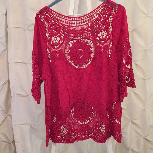 Red/Pink knit cotton rayon top no tag looks large. - Picture 5 of 5